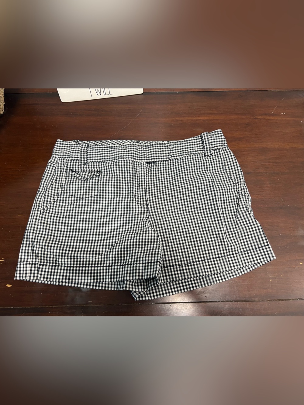LOFT Black and White Gingham Shorts